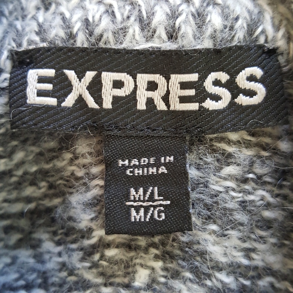 Express Cowl Neck Angular Gray Knit Sweater M/L - Picture 7 of 8